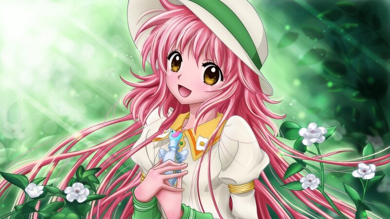 Pink-haired Girl with Bottle — Green