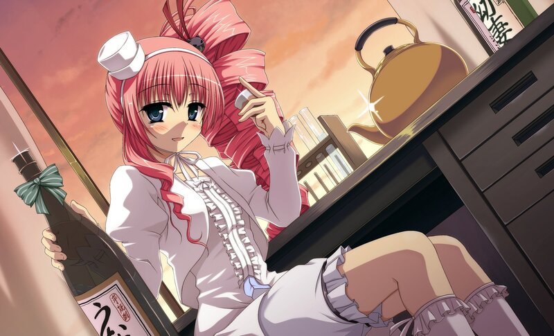 Pink-haired Girl with Bottle — Pink, Calm
