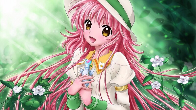 Pink-haired Girl with Bottle — Pink, Cheerful, Spring