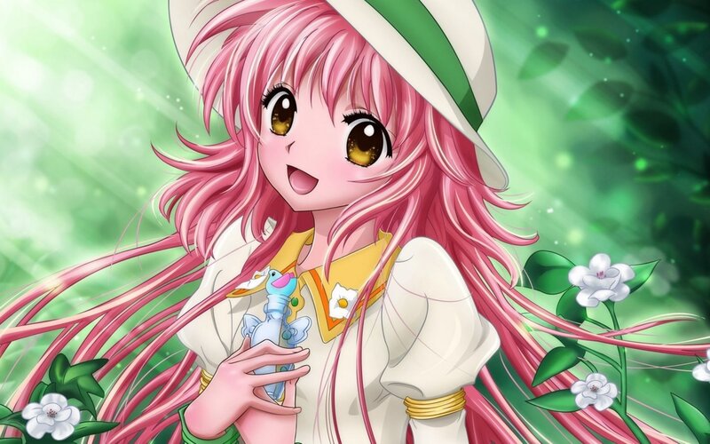 Pink-haired Girl with Bottle — Pink, Cheerful
