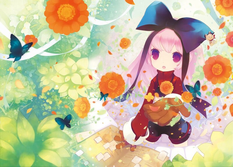 Pink-haired Girl with Bow — Green