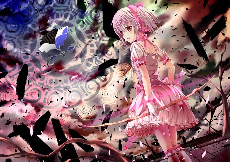 Pink-haired Girl with Bow — Pink, Dramatic, Anime, Bow and Arrow