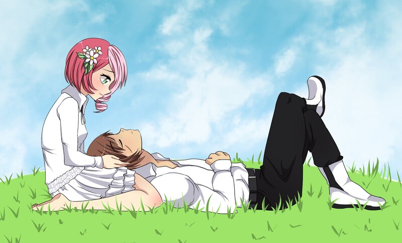 Pink-haired Girl with Boy — Green