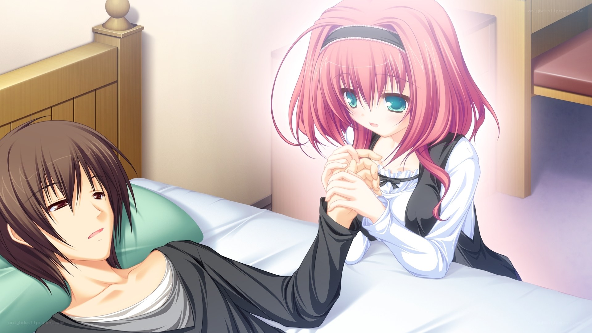 Pink-haired girl with boy