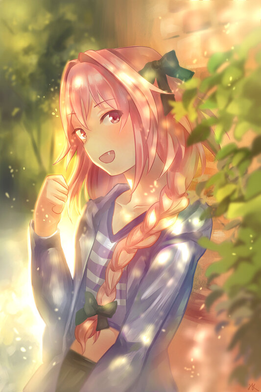 Pink-haired Girl with Braid