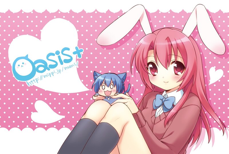 Pink-haired girl with bunny ears