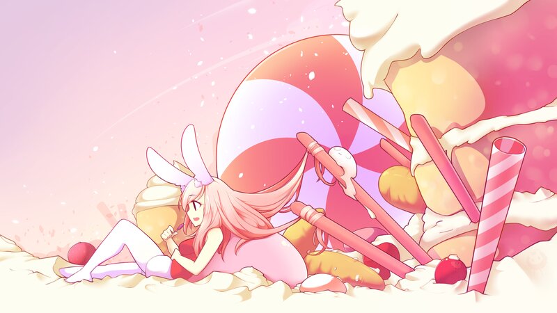 Pink-haired Girl with Bunny Ears — Pink, Dreamy, Digital Art