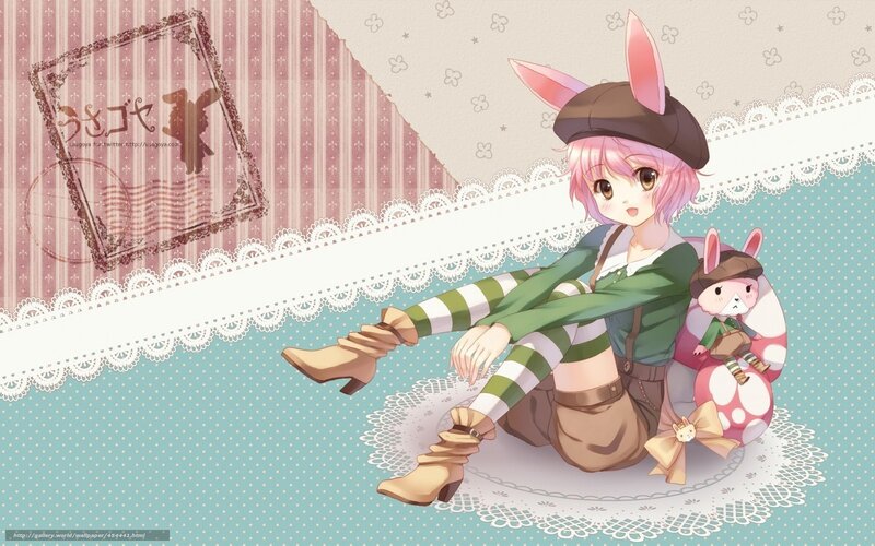 Pink-haired Girl with Bunny Ears — Pink, Playful, Anime