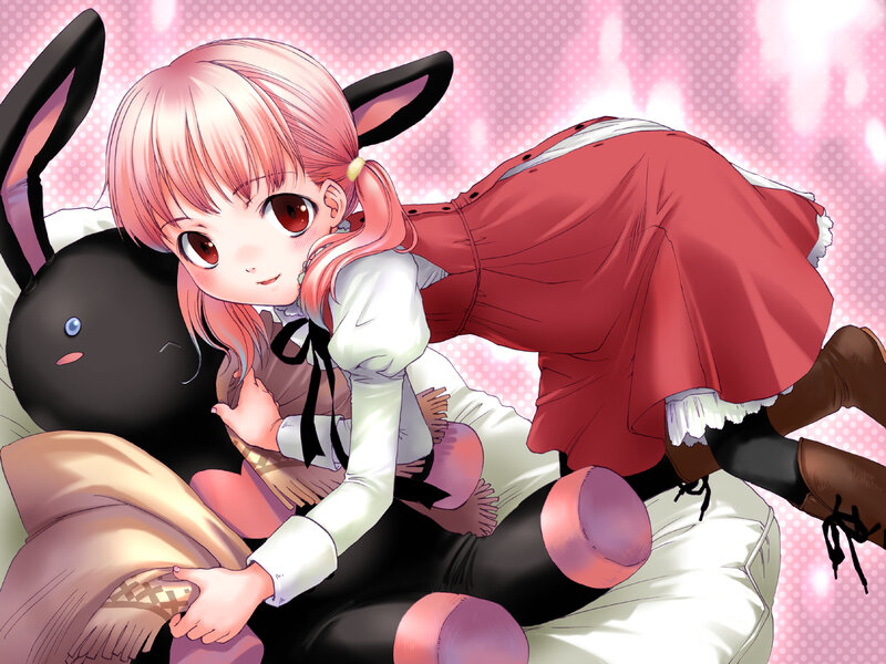pink-haired girl with bunny ears