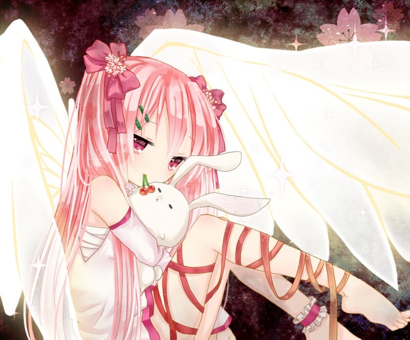 Pink-haired Girl with Bunny — Pink