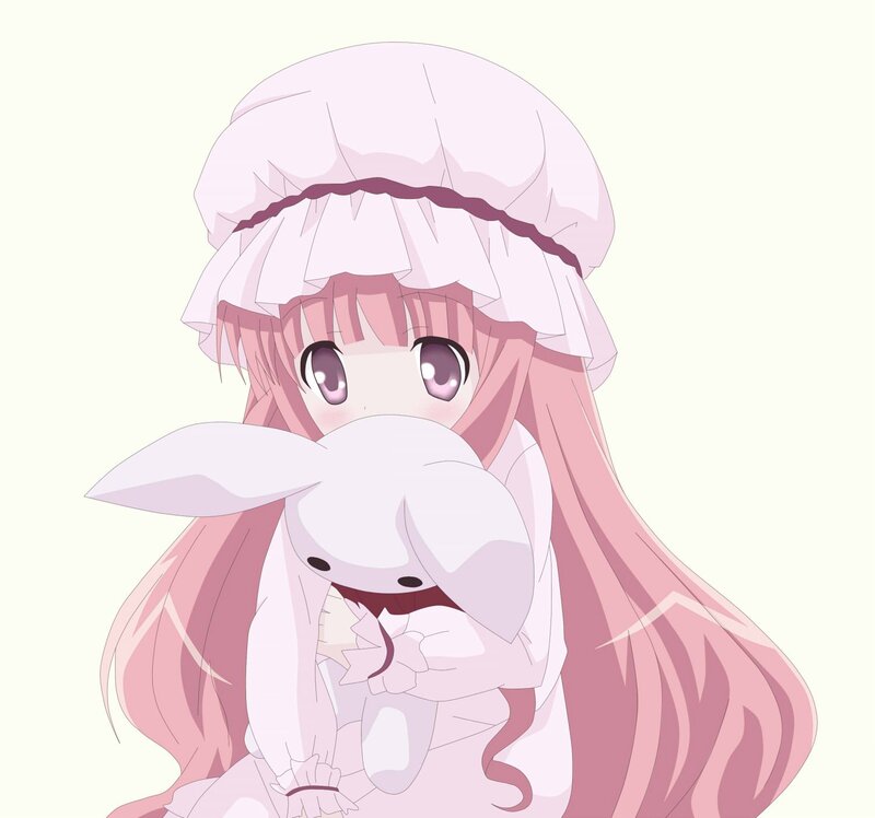 pink-haired girl with bunny