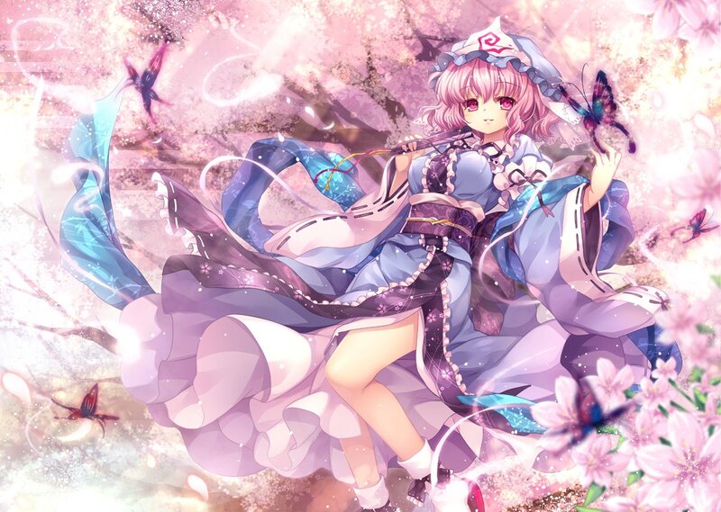 Pink-haired girl with butterflies