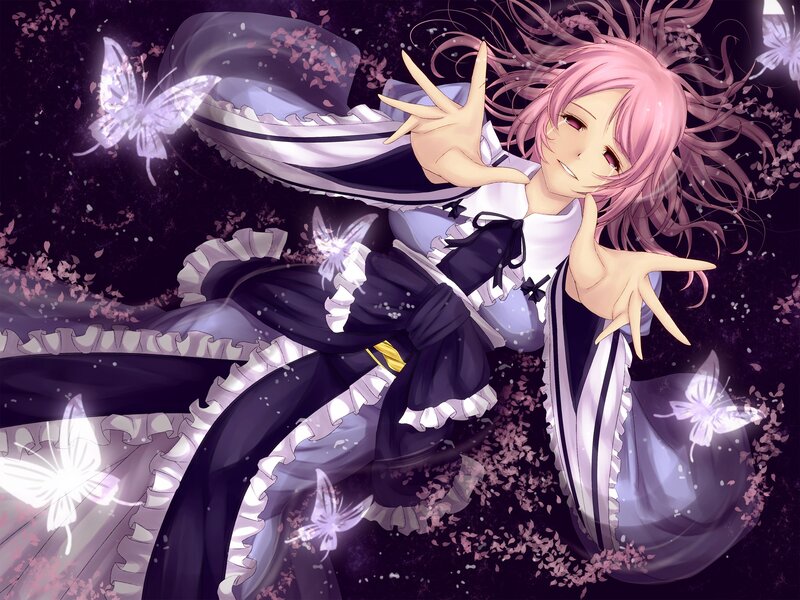 Pink-haired girl with butterflies