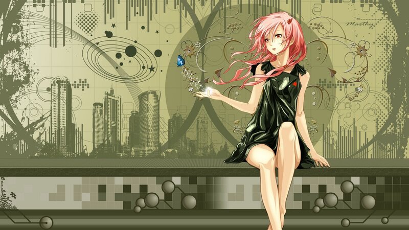 pink-haired girl with butterfly