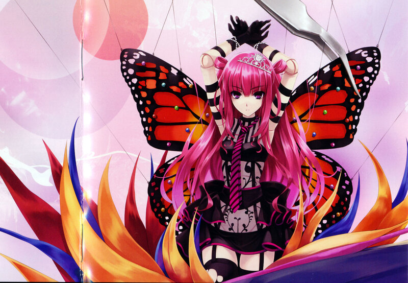 pink-haired girl with butterfly wings