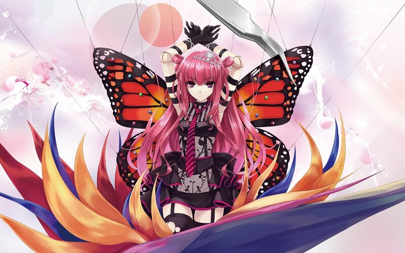 Pink-haired Girl with Butterfly Wings — Pink, Dramatic