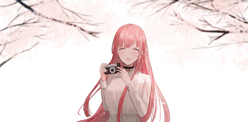Pink-haired Girl with Camera — Pink, Serene