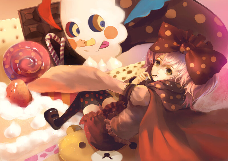 Pink-haired Girl with Candy — Brown