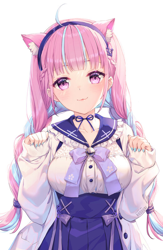 Pink-haired Girl with Cat Ears — Pink, Cheerful, Anime