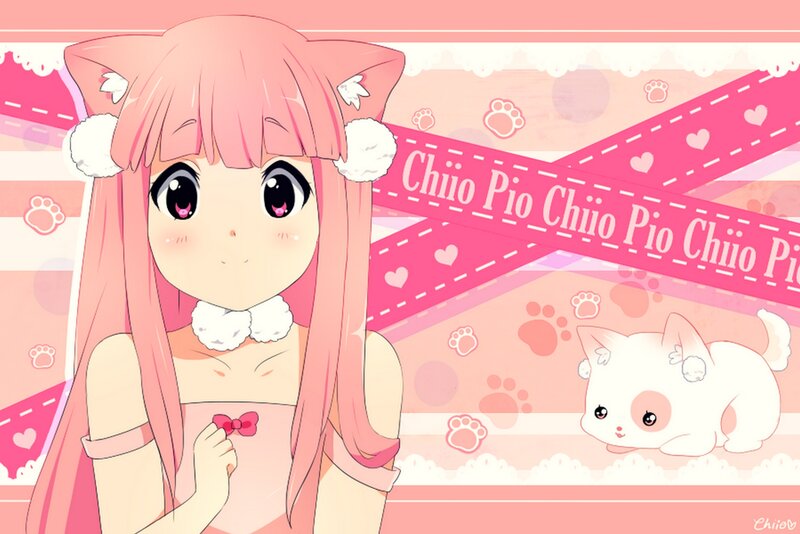 Pink-haired Girl with Cat Ears — Pink, Cute