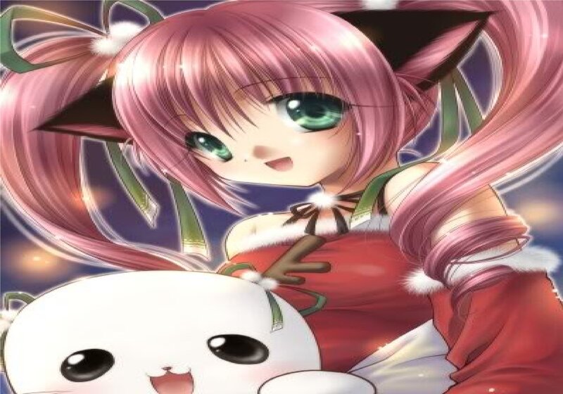 Pink-haired Girl with Cat Ears — Pink, Festive