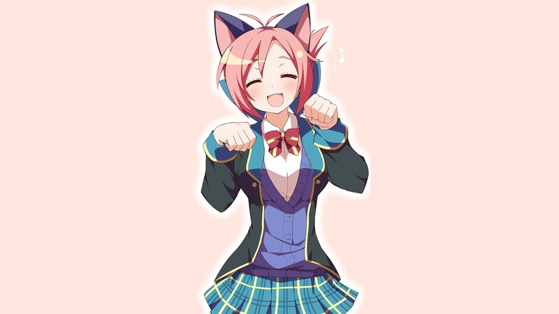 Pink-haired Girl with Cat Ears — Pink, Happy