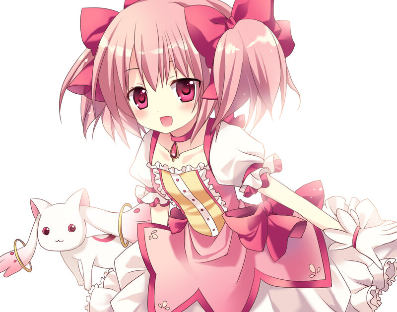 Pink-haired Girl with Cat — Pink, Cheerful