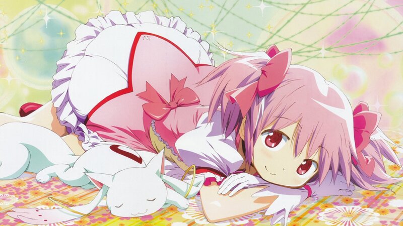 Pink-haired Girl with Cat — Pink, Peaceful