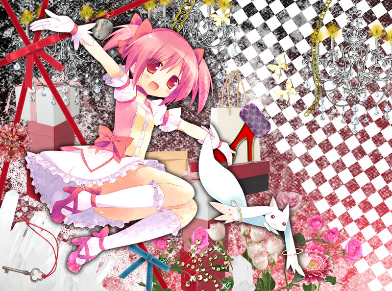 Pink-haired Girl with Cat — Pink, Playful