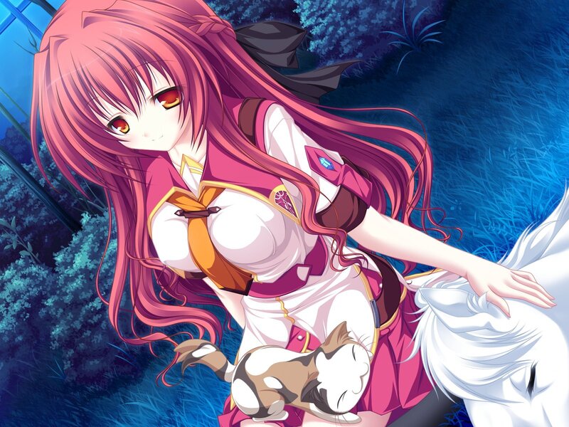 Pink-haired Girl with Cat — Pink