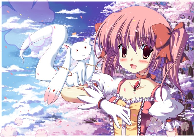 Pink-haired Girl with Cat — Purple