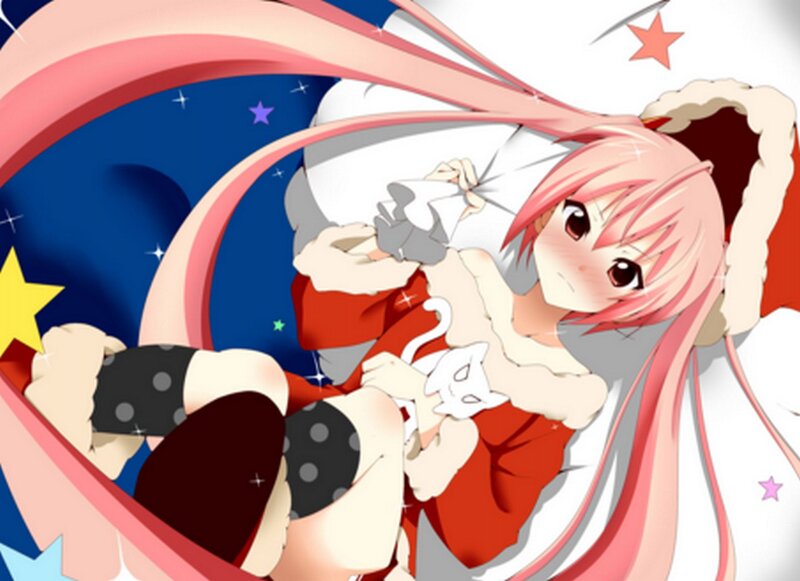 Pink-haired Girl with Cat — Red, Dreamy