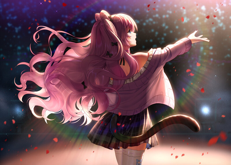 Pink-haired Girl with Cat Tail — Pink
