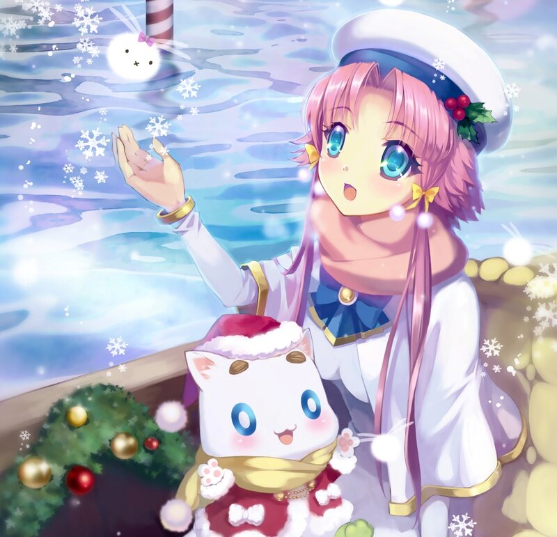 Pink-haired Girl with Cat — White
