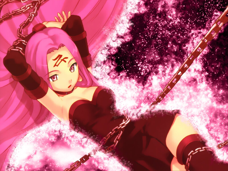pink-haired girl with chains