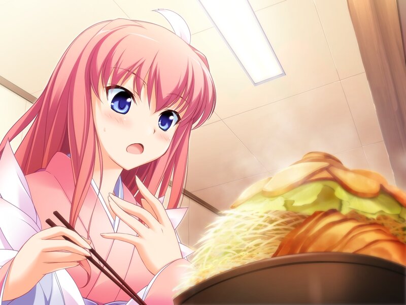 Pink-haired Girl with Chopsticks