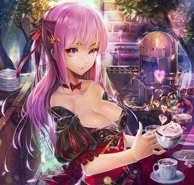 Pink-haired Girl with Coffee