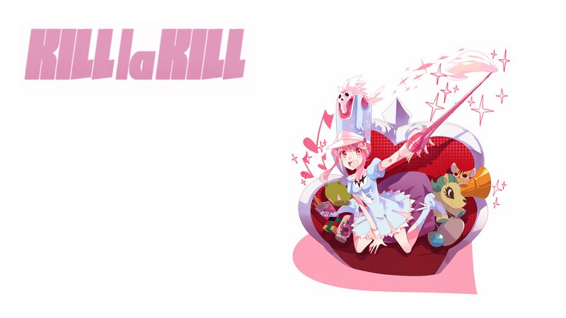 Pink-haired Girl with Creatures — Pink, Playful