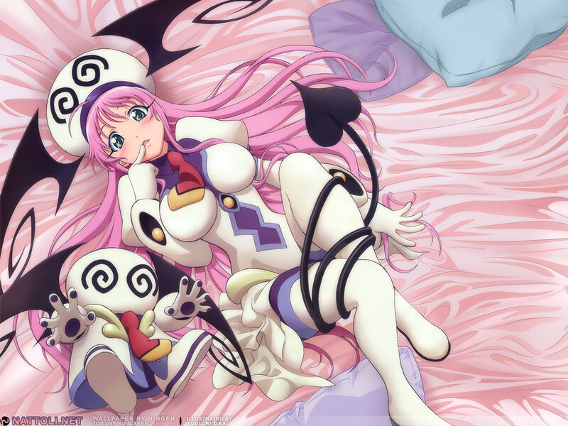 pink-haired girl with demon companion