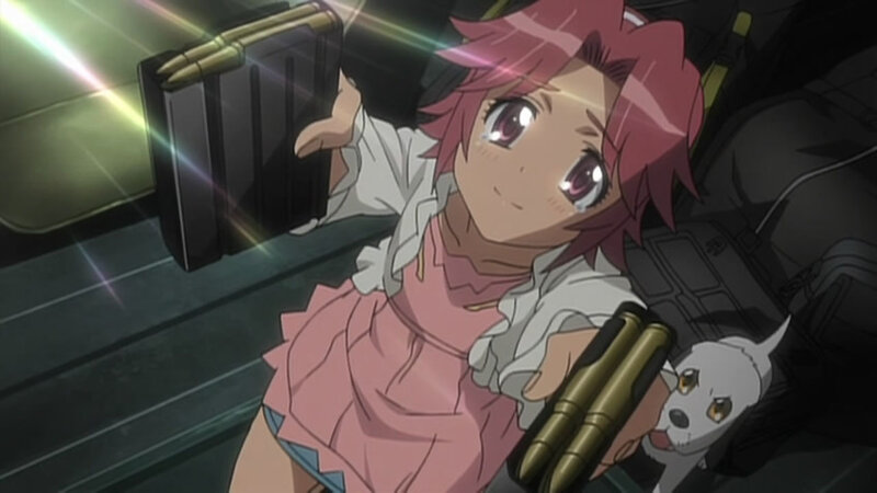 Pink-haired Girl with Dog