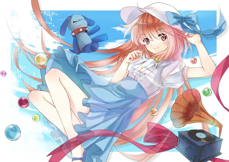 Pink-haired Girl with Doll — Blue