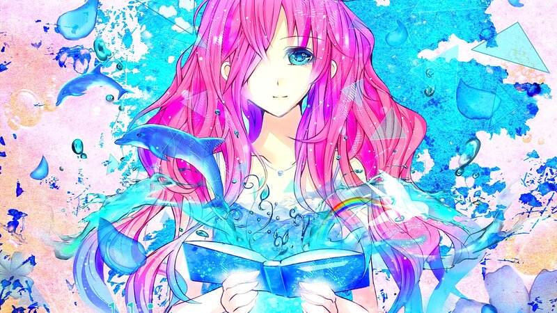 Pink-haired Girl with Dolphin — Pink