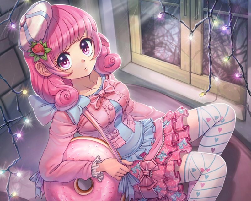 Pink-haired Girl with Donut