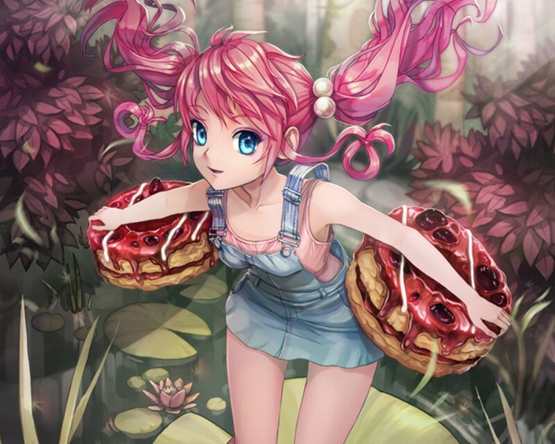 Pink-haired Girl with Donuts — Pink