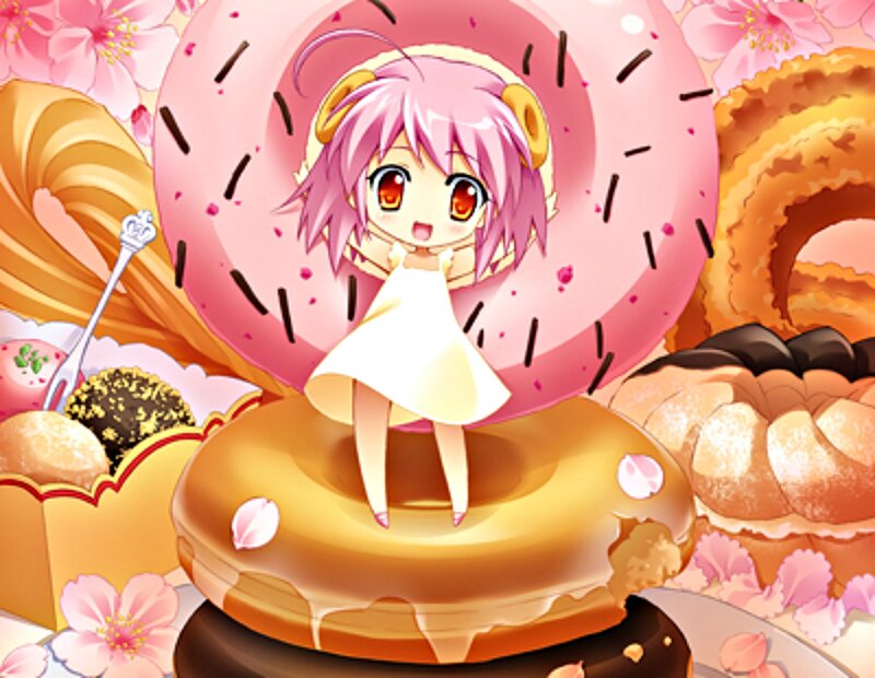 Pink-haired Girl with Donuts