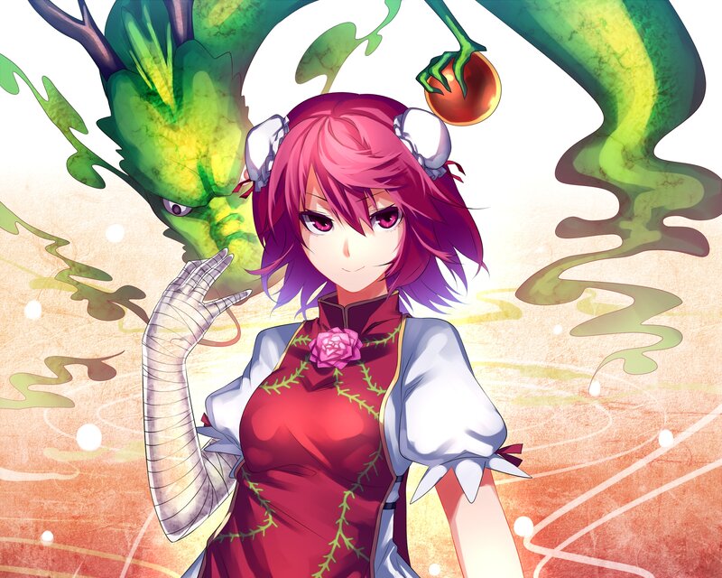 Pink-haired Girl with Dragon — Red, Playful