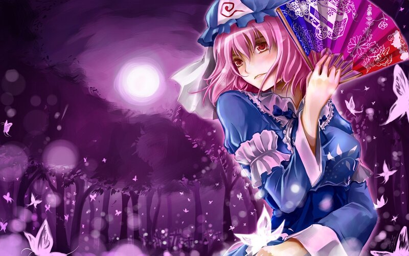 pink-haired girl with fan