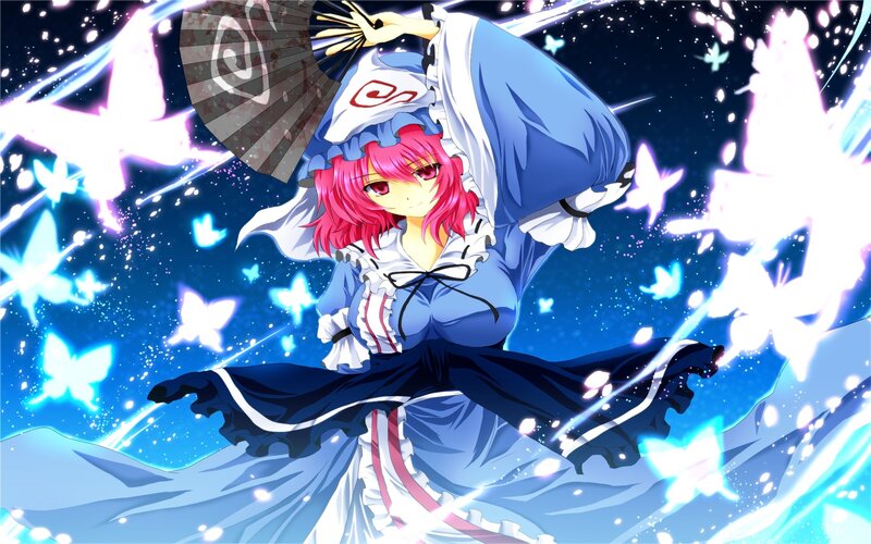 pink-haired girl with fan