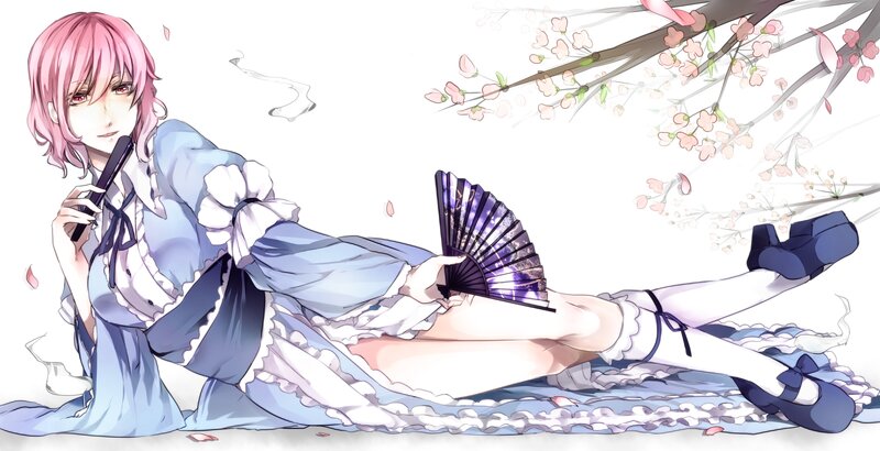 Pink-haired girl with fan