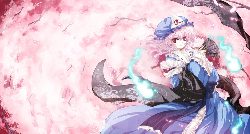 Pink-haired Girl with Fan — Blue